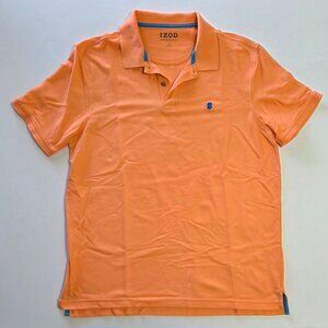IZOD Advantage Polo Shirt, Men’s Large, Peach/Coral w/ Blue Logo